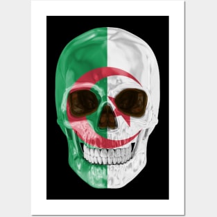 Algeria Flag Skull - Gift for Algerian With Roots From Algeria Posters and Art